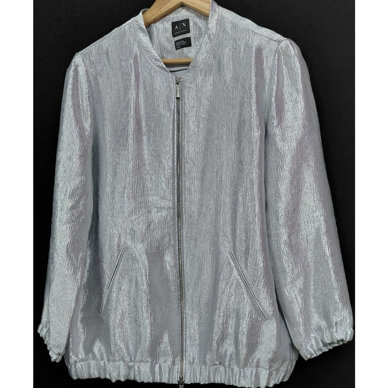 A|X Armani Exchange Silver Jacket Solid Polyester Women Size M